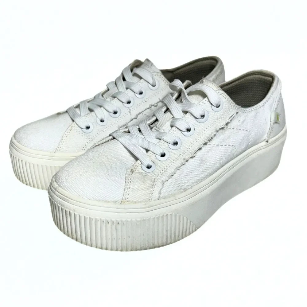 Dr. Scholl's Women's White Canvas Platform Lace-Up Sneakers Size 8.5 M